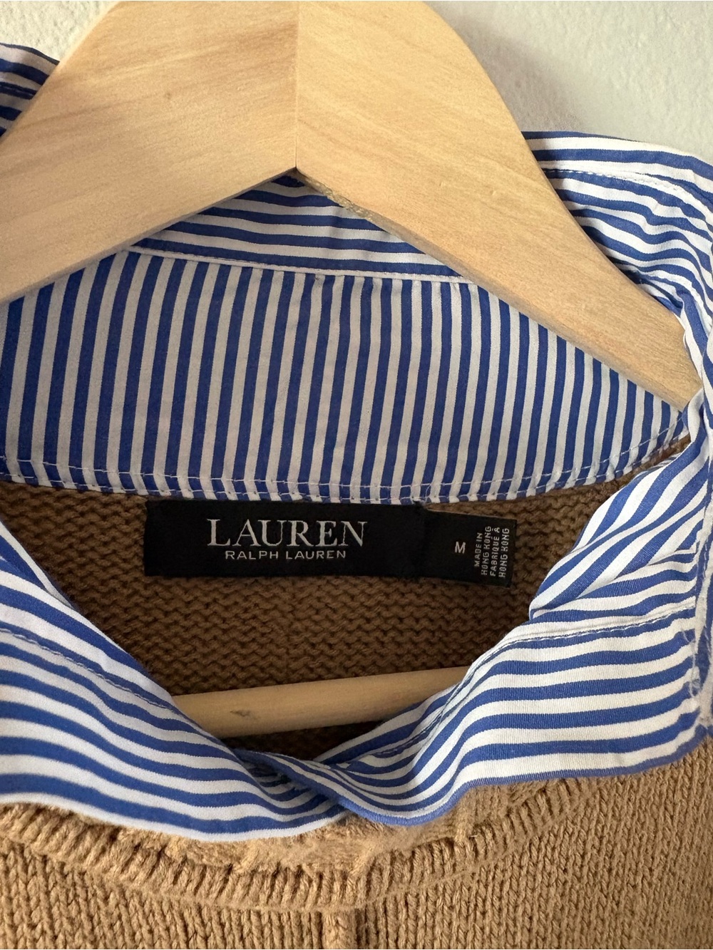 Ralph Lauren Layered Brown/Tan Crewneck Cotton Sweater - Picture 3 of 6